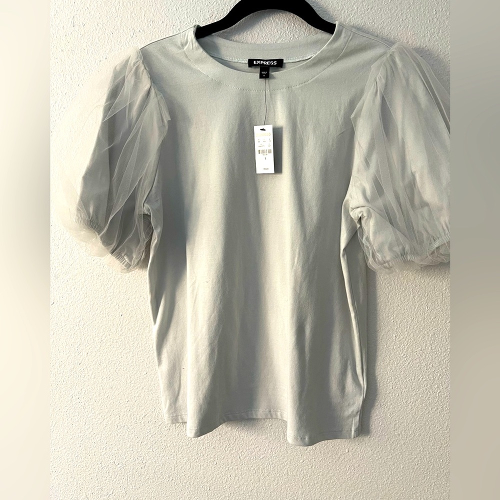 Express Womens Blouse with Full Sheer Sleeves